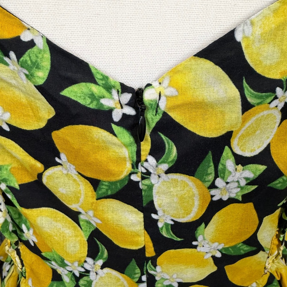 Betsey Johnson Lemon All Over Print Mini Dress Corset Grunge Ruffle Sz 8 Whimsy - Picture 9 of 12